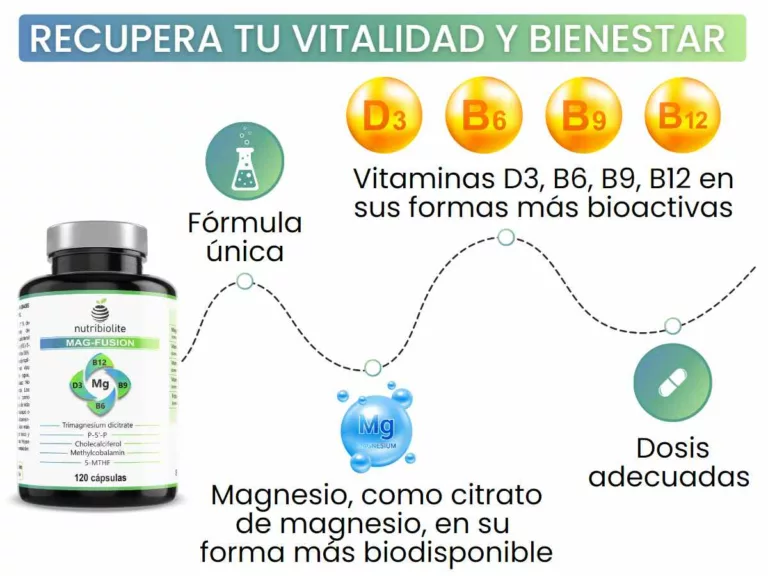Magnesio con vitamina B6 B12 D3 B9 folatos